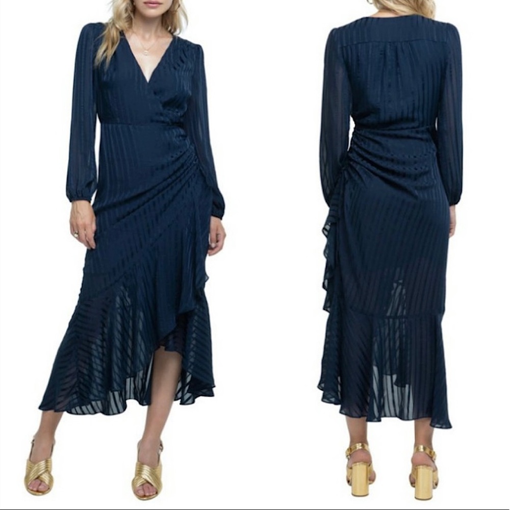 ASTR The Label Navy Side Cinched Ruffle Hem Dress